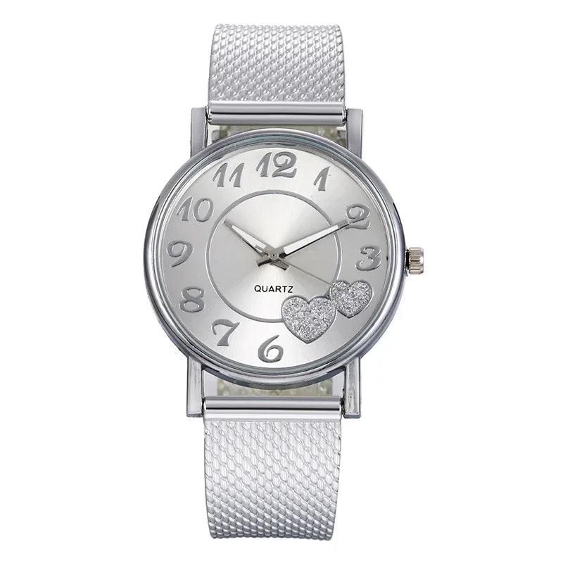 Luxury Heart Wrist Watches for Women Fashion Quartz Watch Steel Strap Band Dial Women Wathes Casual Lady Watch Relogio Feminino