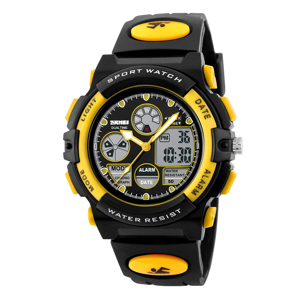 SKMEI Dual Time Display Sports Kids Watches Military Back Light 5Bar Waterproof Chrono Alarm Children Wristwatch For Boys Girls