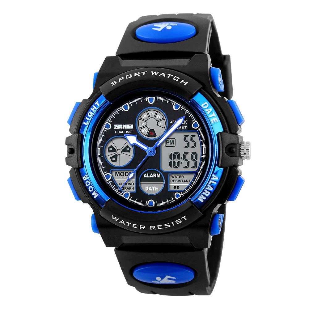 SKMEI Dual Time Display Sports Kids Watches Military Back Light 5Bar Waterproof Chrono Alarm Children Wristwatch For Boys Girls