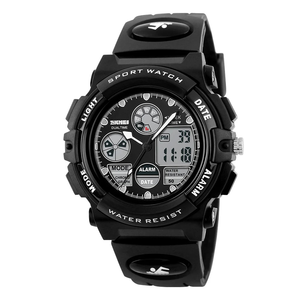 SKMEI Dual Time Display Sports Kids Watches Military Back Light 5Bar Waterproof Chrono Alarm Children Wristwatch For Boys Girls