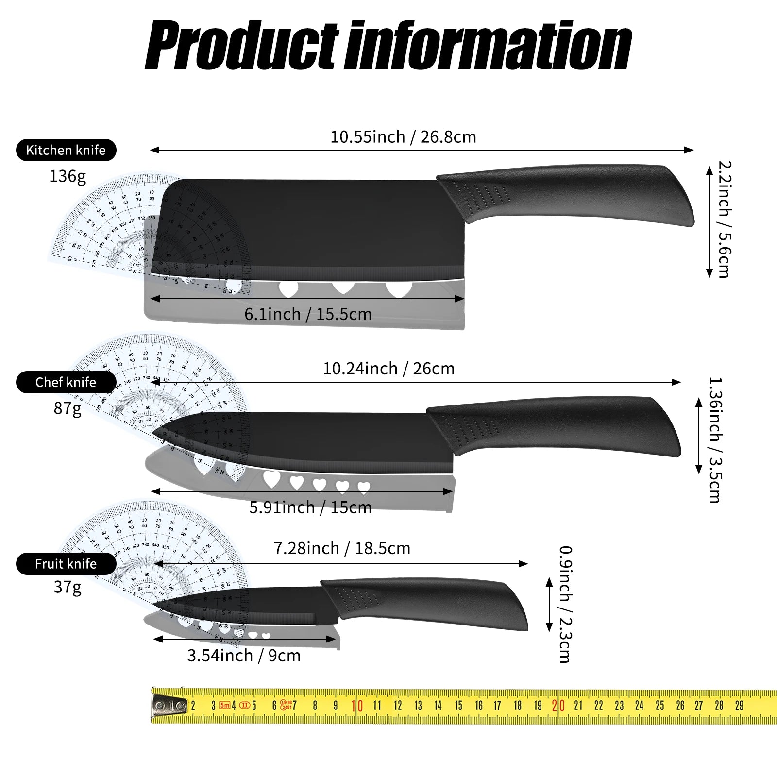 Black-Blade Kitchen Knife Set Stainless Steels High Quality Kitchen Chef Fruit Knife Set