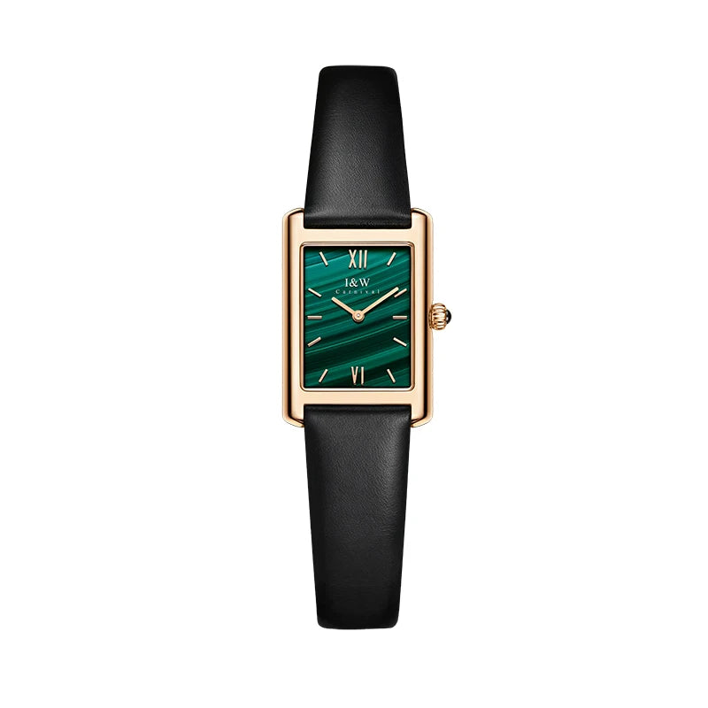 2025 New Fashion Square Watch for Women Luxury Brand I&W Switzerland Made Quartz Wristwatch Sapphire Leather Dress Ladies Watch