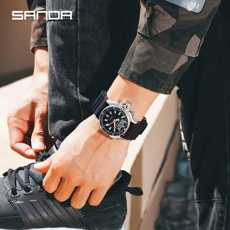 Dual Display Fashion Sports Men's Wrist Watch Casual Style Watches Men Military Quartz Wristwatch S Shock Man Relogio Masculino