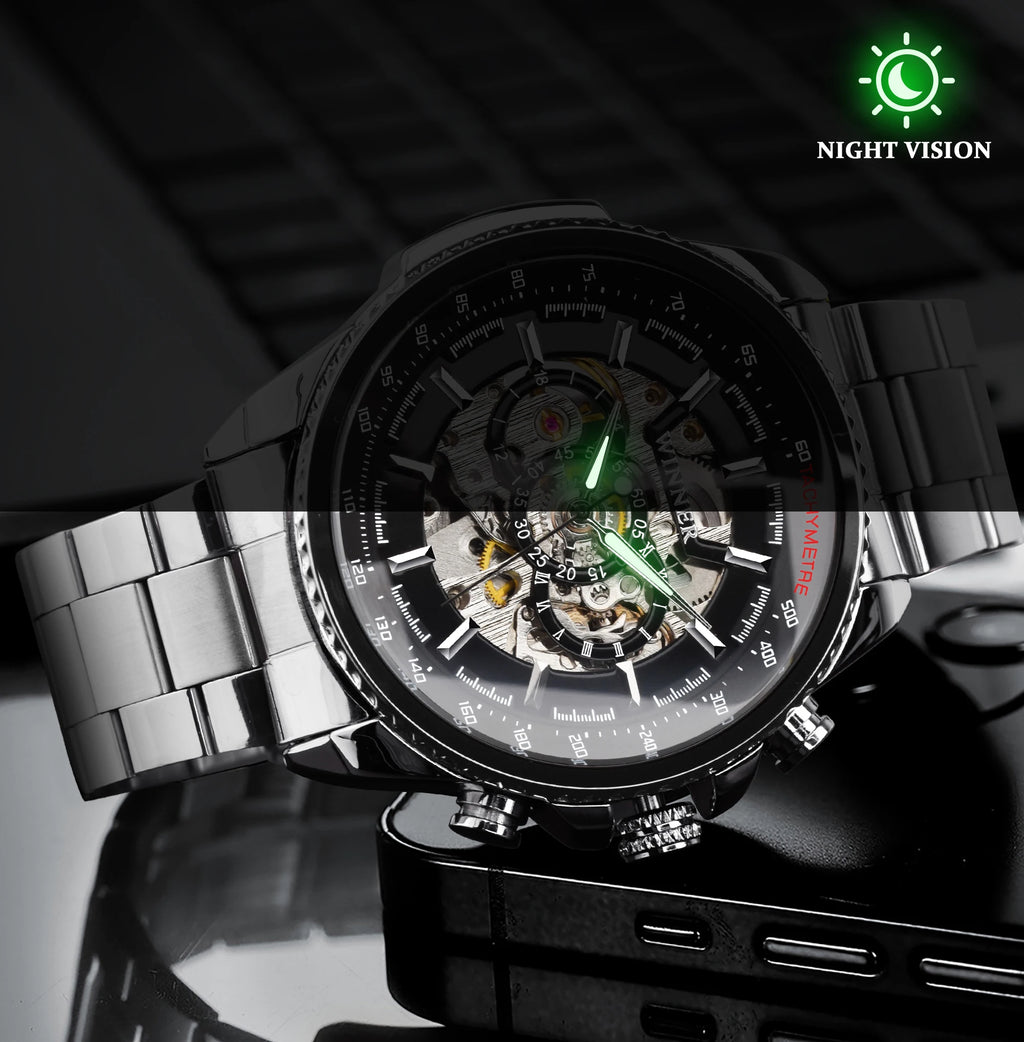 Premium Automatic Sport Watch - Waterproof Mechanical with Stainless Steel Band