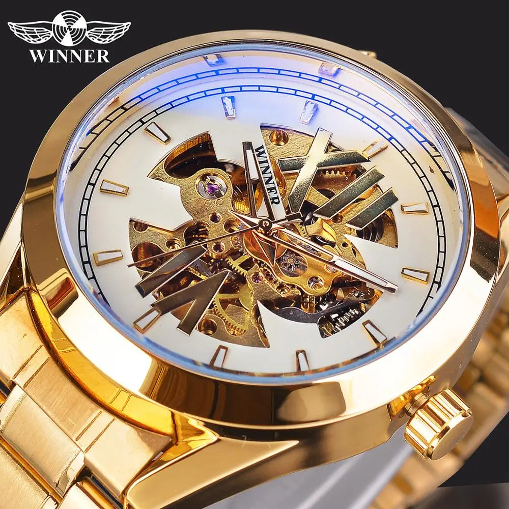 New Winner Mechanical Watch Fashion Hollow Waterproof Watches Automatic Men Relogio Masculino GMT1192