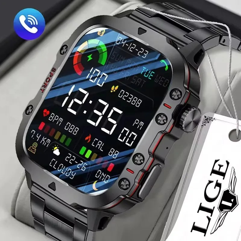 LIGE Bw0667 New Smart Watch 1.96 Inch Screen 420 MAh Blue Tooth Call Voice Assistant Sport Fitness Waterproof Smartwatch for Men