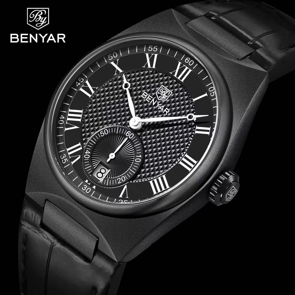 Benyar Watch BY-5199M Classy Custom Brand Gents Timepiece Perfect Genuine Leather Strap Waterproofing Chronometer Moq 1 Business