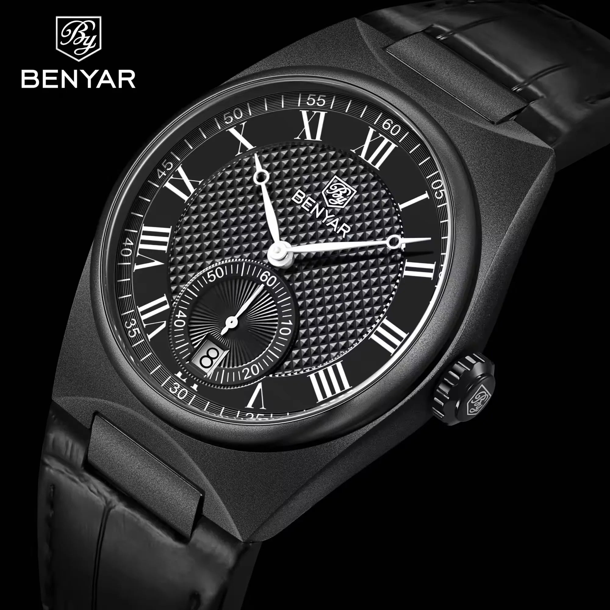 Benyar Watch BY-5199M Classy Custom Brand Gents Timepiece Perfect Genuine Leather Strap Waterproofing Chronometer Moq 1 Business