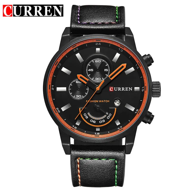 Curren Men's Military Watch - Luxury Leather Strap Sport Business Timepiece