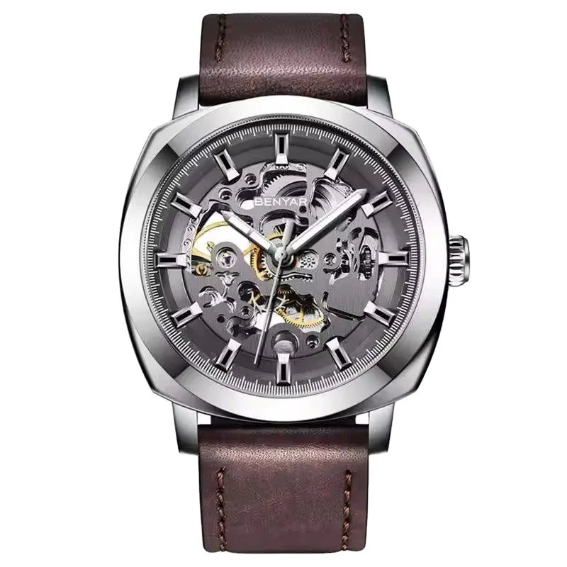 Relojes Hombre Original Brand Benyar 5121 Mens Automatic Wrist Watch Luxury Skeleton Mechanical Watches