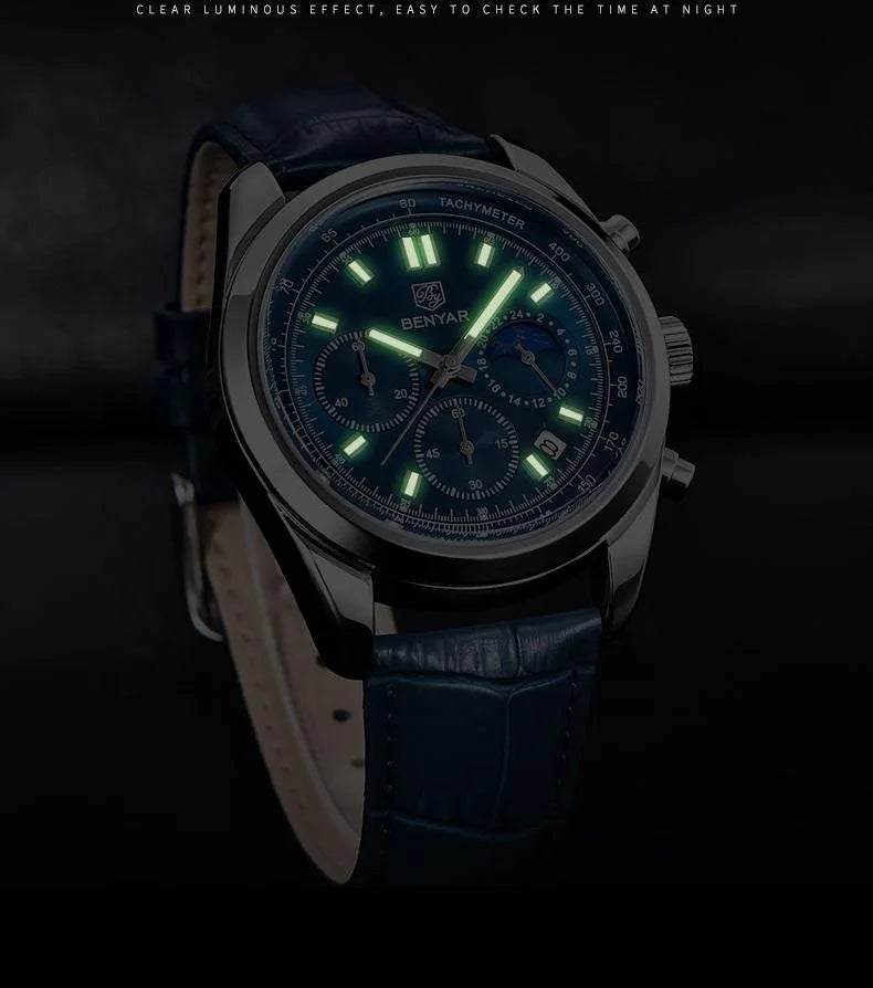 Luxury BENYAR 5193 Chronograph Quartz Benyar Watches Men Sports Luminous Waterproof Watch Montre Benyar