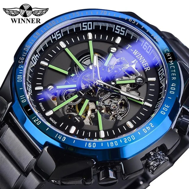 Winner Men's Gold Skeleton Automatic Watch - Waterproof Mechanical Luminous Timepiece