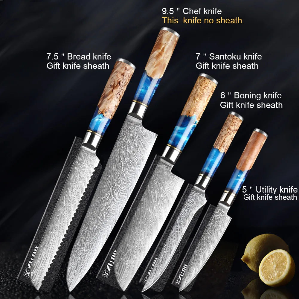 FCJ 7-Piece Stainless Steel Kitchen Knife Set Chef's Meat Chopping Knife with Custom Logo PP Handle for Slicing and Cutting