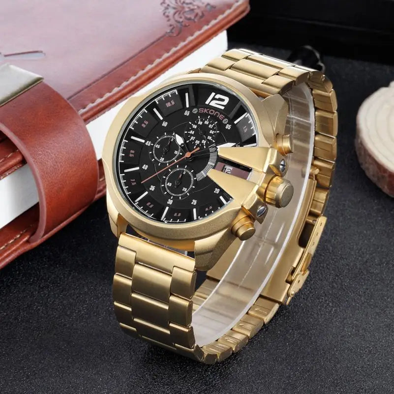 Stylish Chronograph Business Watch - Water Resistant Steel Strap Quartz Timepiece