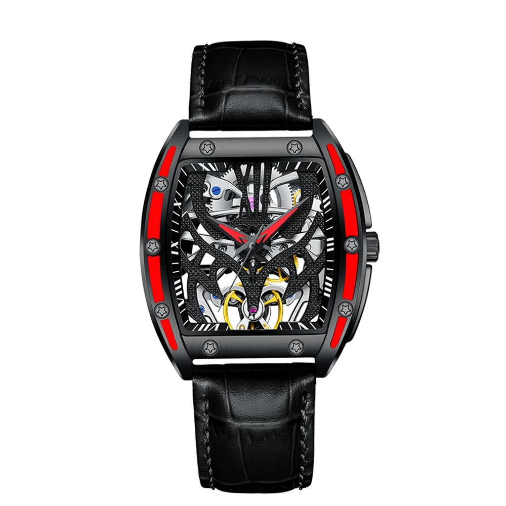 Sapphire Skeleton Tourbillon Watch - Waterproof Leather & Steel Automatic Mechanical