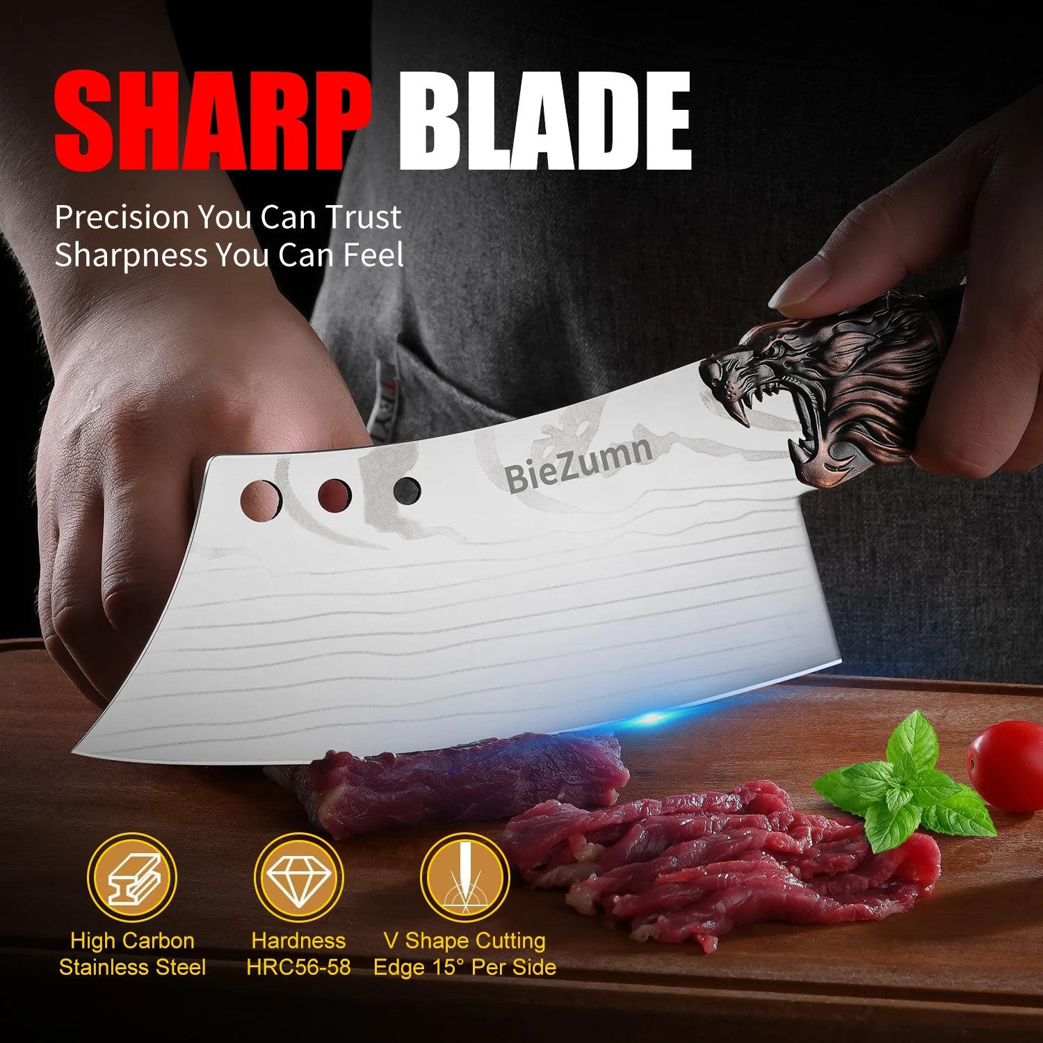 Sharp Multi-Functional Stainless Steel Kitchen Knife Set Meat Cleaver Butcher Chopping Knife Set