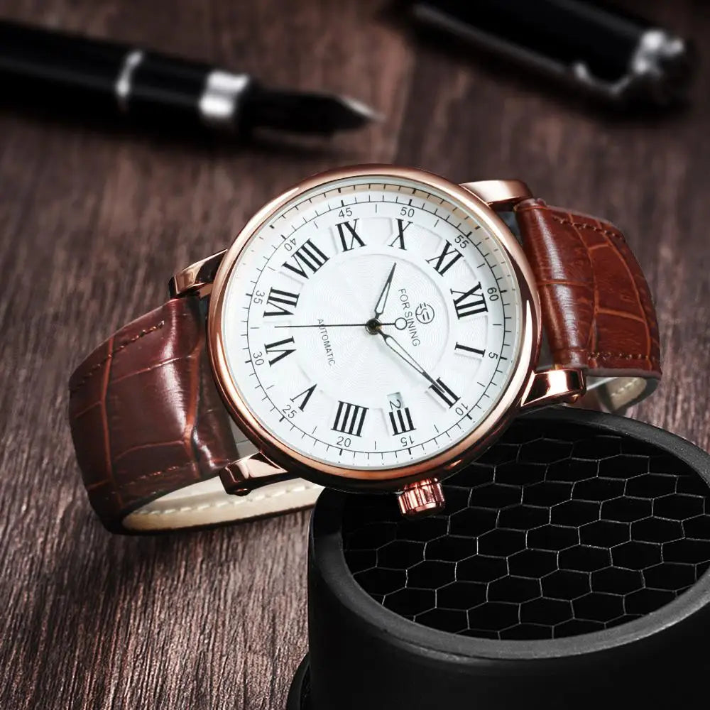 Professional Automatic Calendar Watch - Business Leather Strap