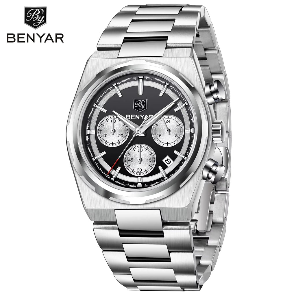 2024 New BENYAR 5204 New Men Watch Top Luxury Male Quartz ChronographWaterproof Wrist Watch Men Sport Clock Luminous Watch