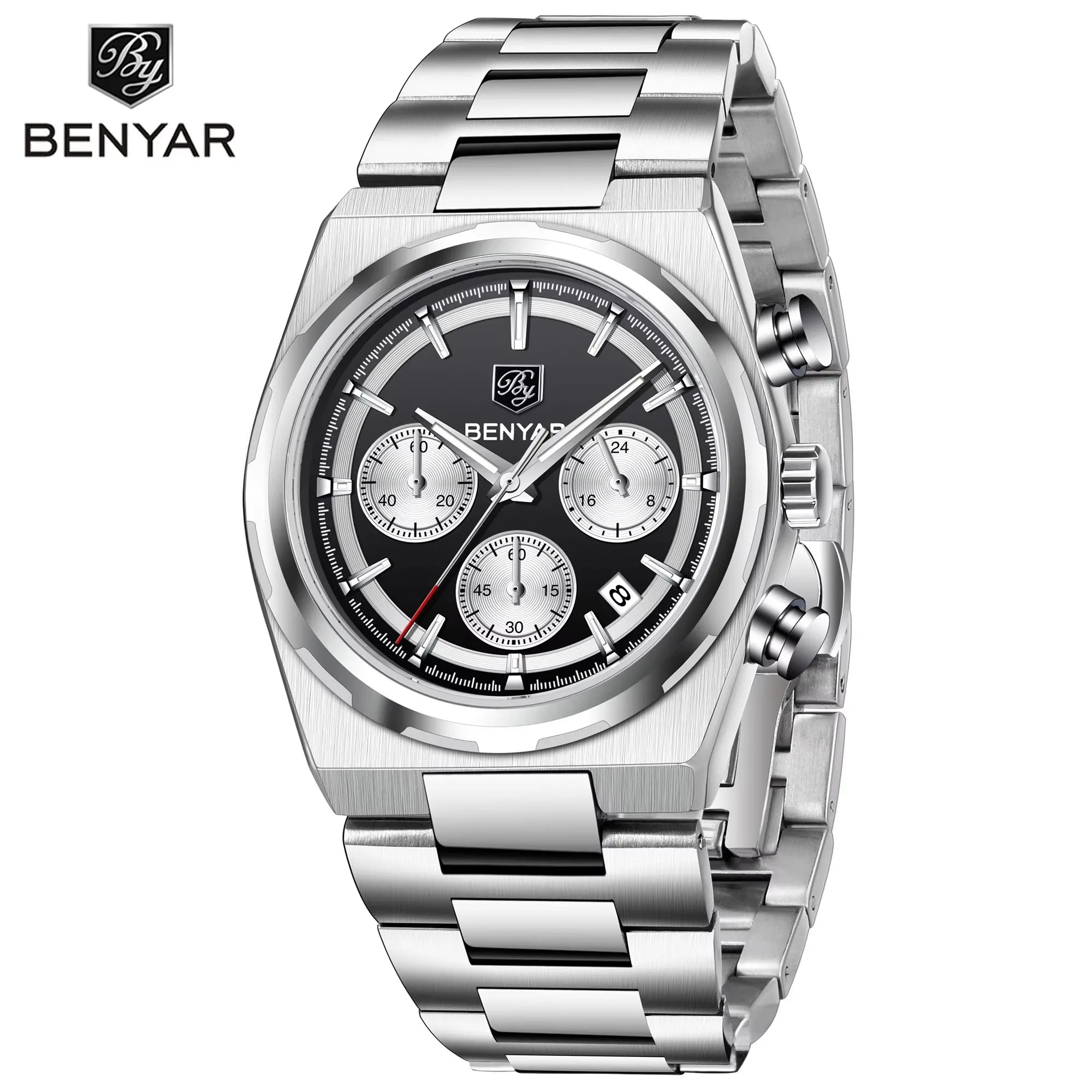 2024 New BENYAR 5204 New Men Watch Top Luxury Male Quartz ChronographWaterproof Wrist Watch Men Sport Clock Luminous Watch
