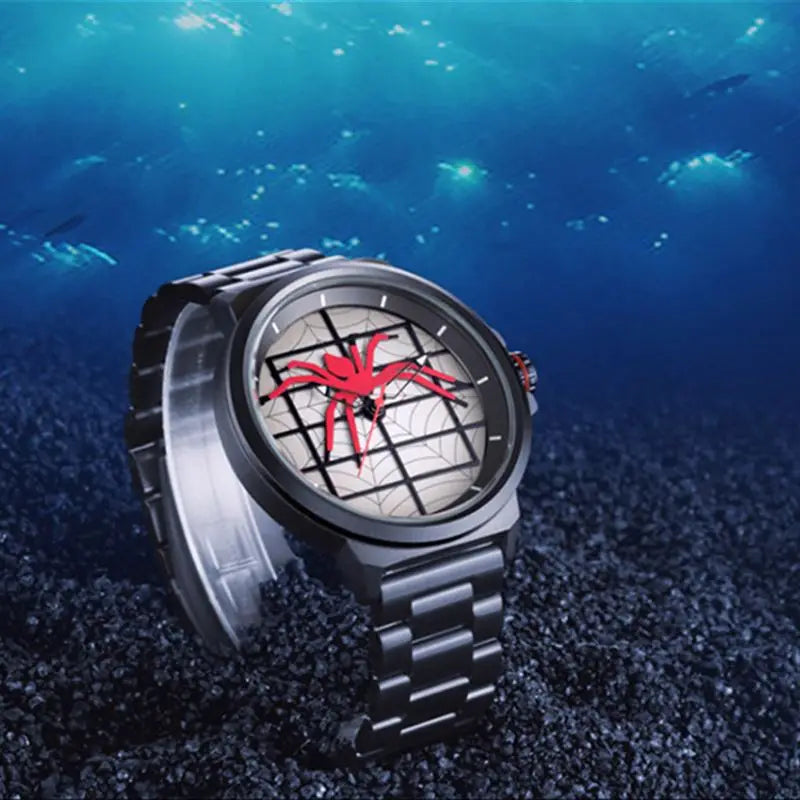 Spider Design Quartz Watch - Waterproof Steel Strap Casual Timepiece for Men
