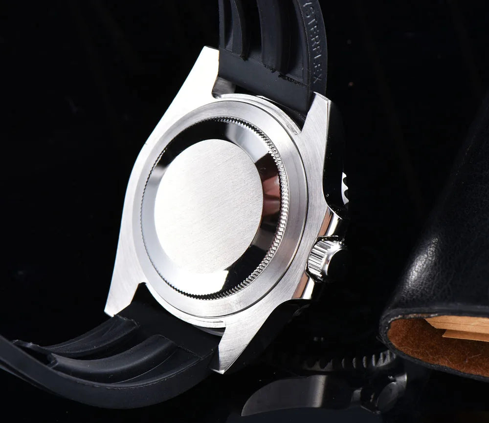 Watch Automatic Movement  black Aseptic Dial Ceramic Rotating Bezel Stainless Steel Bracelet