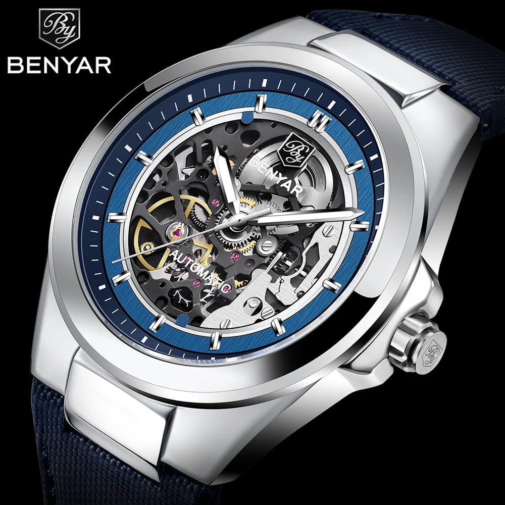 Hot Sale BENYAR 5207 Sports Watch Men Watch Top Brand Waterproof 30M Leather Men's Mechanical Watch Clock Relogio Masculino