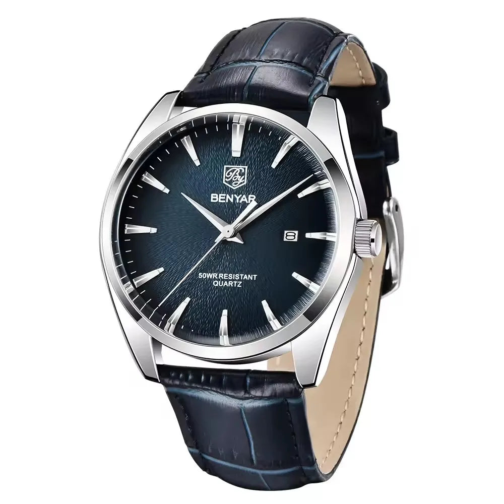 Benyar 5163  Men Watch Business Quartz Wrist Wristwatch Leather Shockproof Waterproof Male Clock Relogio Masculino