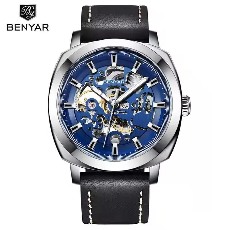 Relojes Hombre Original Brand Benyar 5121 Mens Automatic Wrist Watch Luxury Skeleton Mechanical Watches