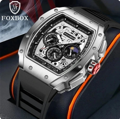 LIGE Foxbox FB0015  0015 Casual Luxury Mens Quartz Watch Fashion Sport Business Chronograph Waterproof Square Wristwatch for Men