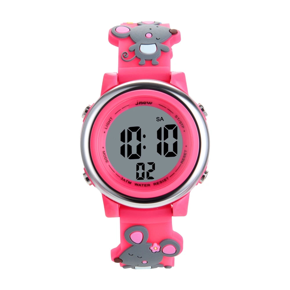 JNEW Cute Custom Sport & Cartoon Kids Watches Waterproof LED Digital Watch for Girls Stylish & Fun