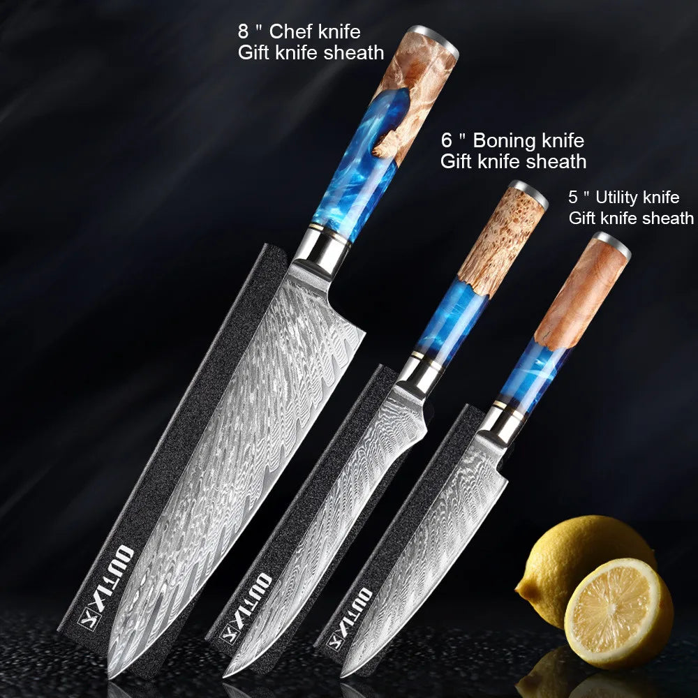 FCJ 7-Piece Stainless Steel Kitchen Knife Set Chef's Meat Chopping Knife with Custom Logo PP Handle for Slicing and Cutting