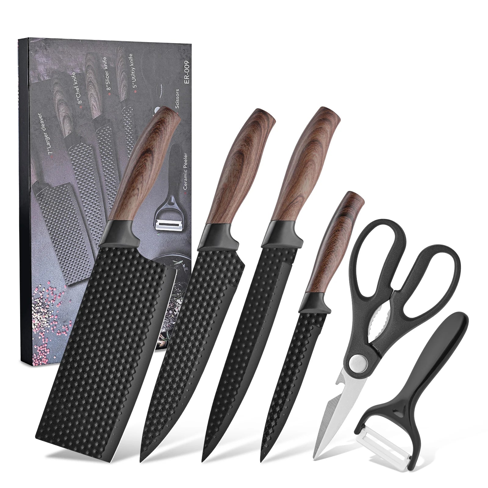 New Product Household Multifunctional Cooking Carving Chef Knife Set 6-Piece German Steel Kitchen Knife Set