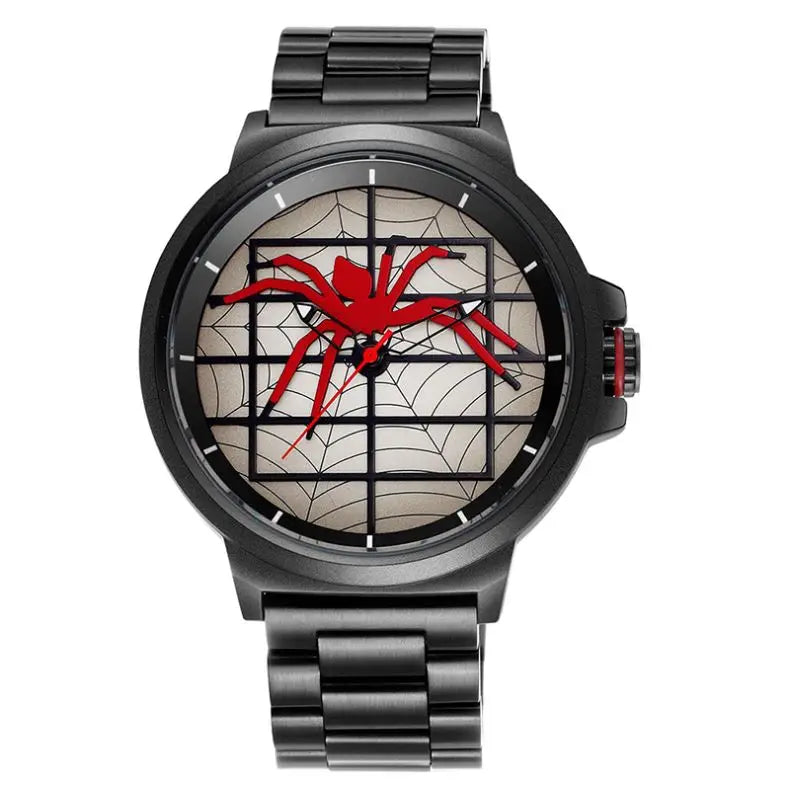 Spider Design Quartz Watch - Waterproof Steel Strap Casual Timepiece for Men