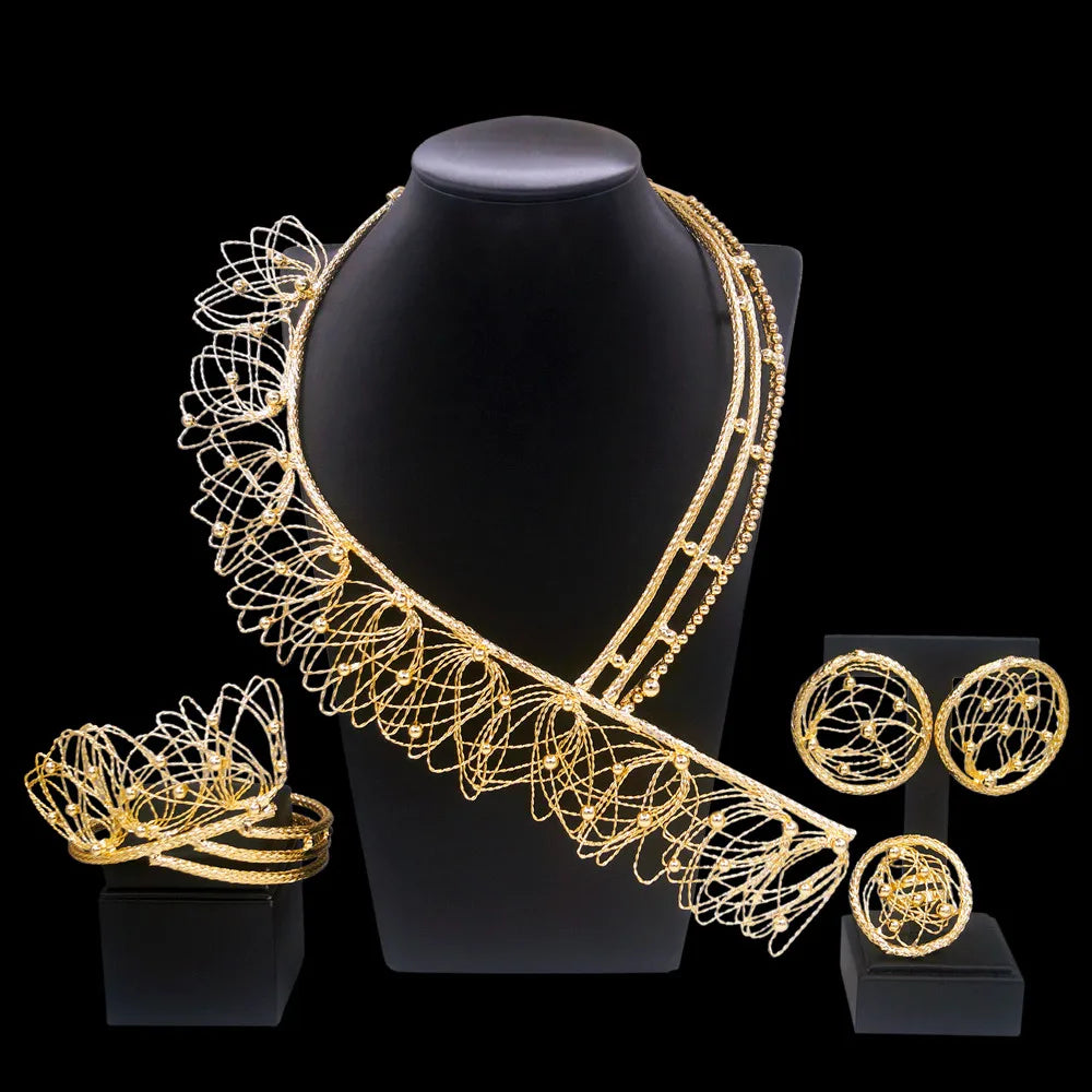 Ulaili Brazilian Gold Plated Wedding Jewelry Set