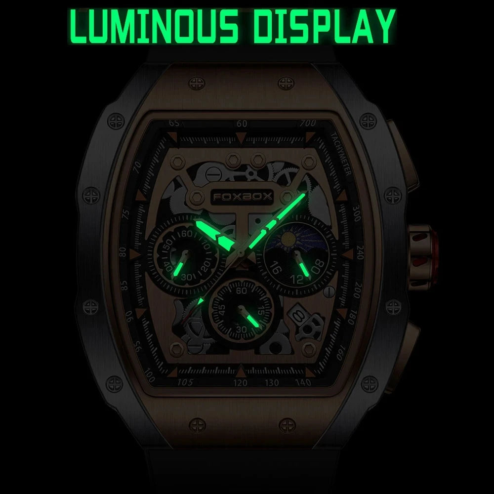 LIGE Foxbox FB0015  0015 Casual Luxury Mens Quartz Watch Fashion Sport Business Chronograph Waterproof Square Wristwatch for Men