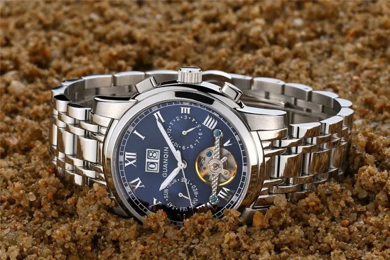 Premium Mechanical Tourbillon Watch - Big Display with Week Function & Stainless Steel