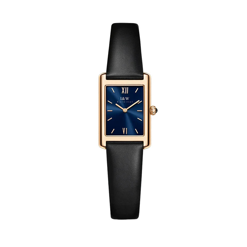 2025 New Fashion Square Watch for Women Luxury Brand I&W Switzerland Made Quartz Wristwatch Sapphire Leather Dress Ladies Watch
