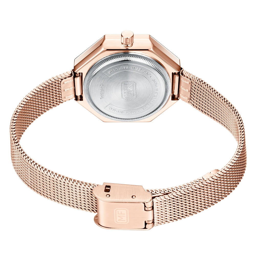 Crystalline Octagon Mesh Watch - Women's Luxury Timepiece