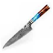 Amber Top Quality 440C high carbon steel black finish kitchen knife set with stablized wood