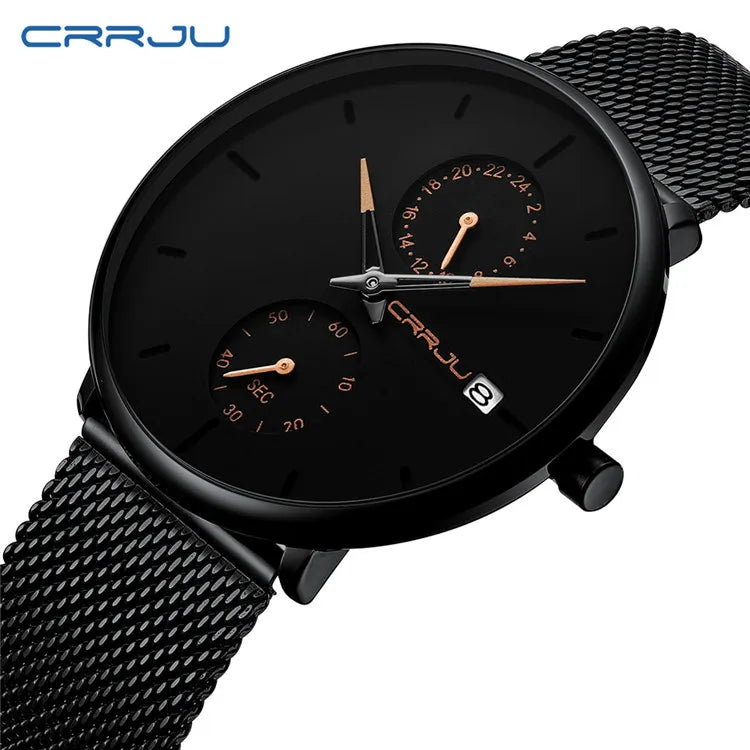 CRRJU Men's Stainless Steel Mesh Watch