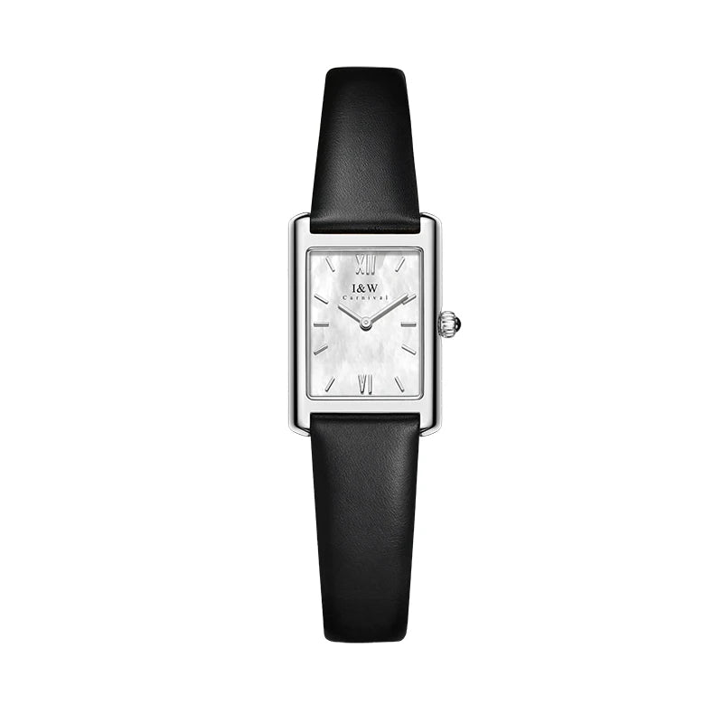 2025 New Fashion Square Watch for Women Luxury Brand I&W Switzerland Made Quartz Wristwatch Sapphire Leather Dress Ladies Watch