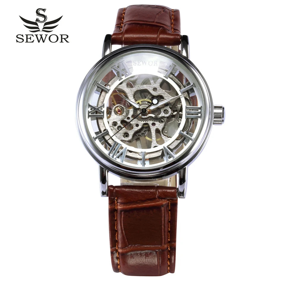 SEWOR Fashion Casual Man Watch Men Skeleton Watches Mechanical Hand Wind Wristwatches Cheap Price Dropshipping Erkek Kol Saati