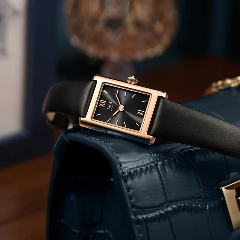 2025 New Fashion Square Watch for Women Luxury Brand I&W Switzerland Made Quartz Wristwatch Sapphire Leather Dress Ladies Watch
