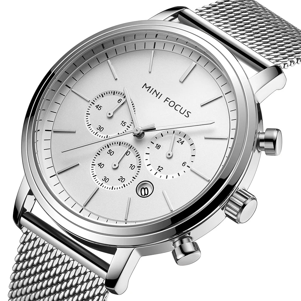 Silver Mesh Elite - Men's Luxury Stainless Steel Mesh Band Watch