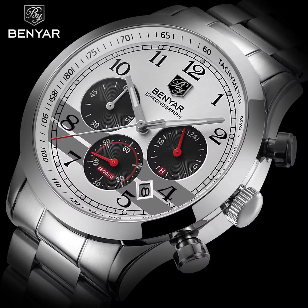 Benyar 5107 Luxury Quality Watches Alloy Analog Chronograph Men's Fashion Jewelry Watches