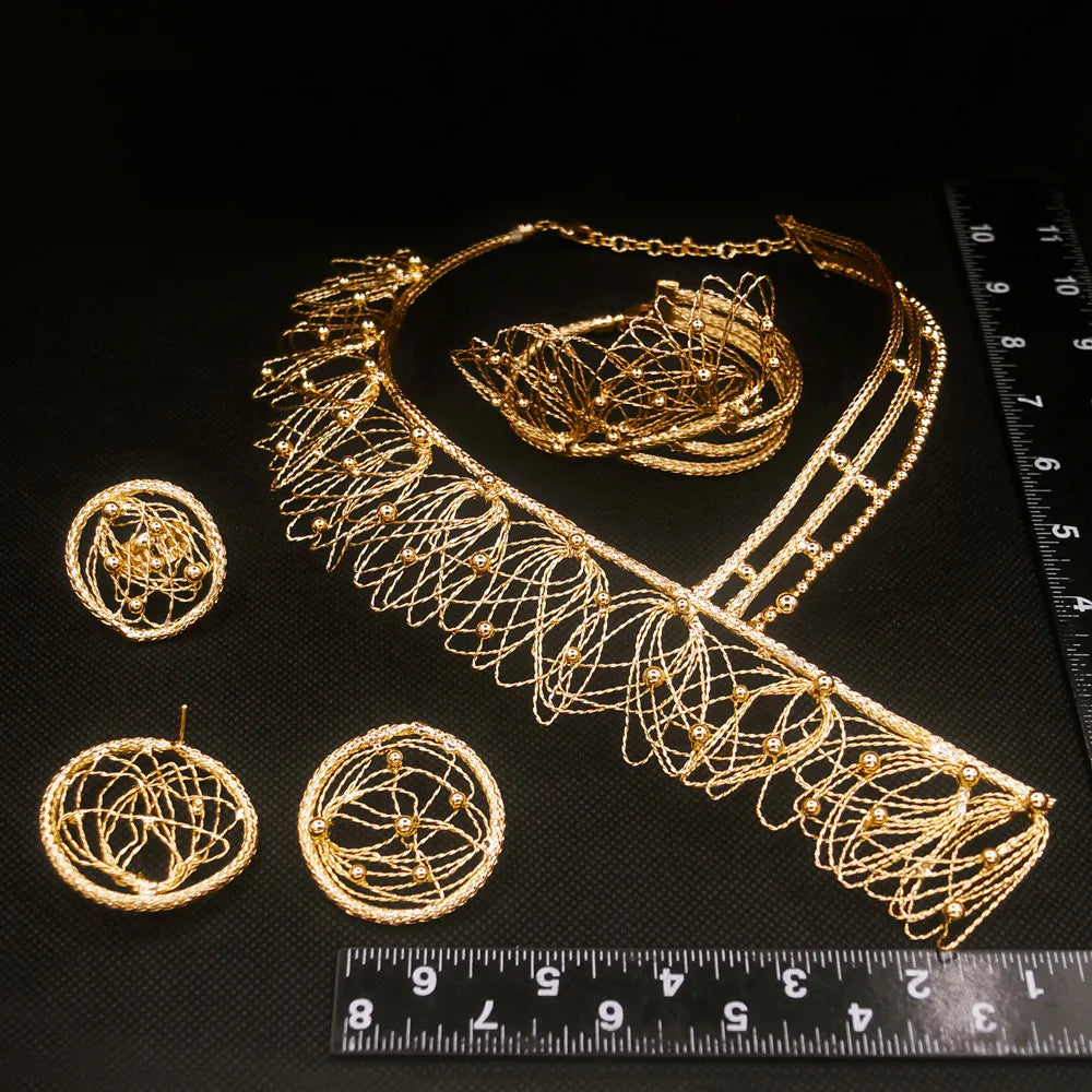 Ulaili Brazilian Gold Plated Wedding Jewelry Set