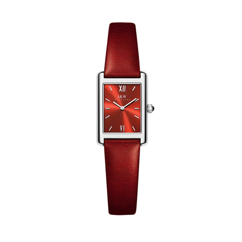 2025 New Fashion Square Watch for Women Luxury Brand I&W Switzerland Made Quartz Wristwatch Sapphire Leather Dress Ladies Watch