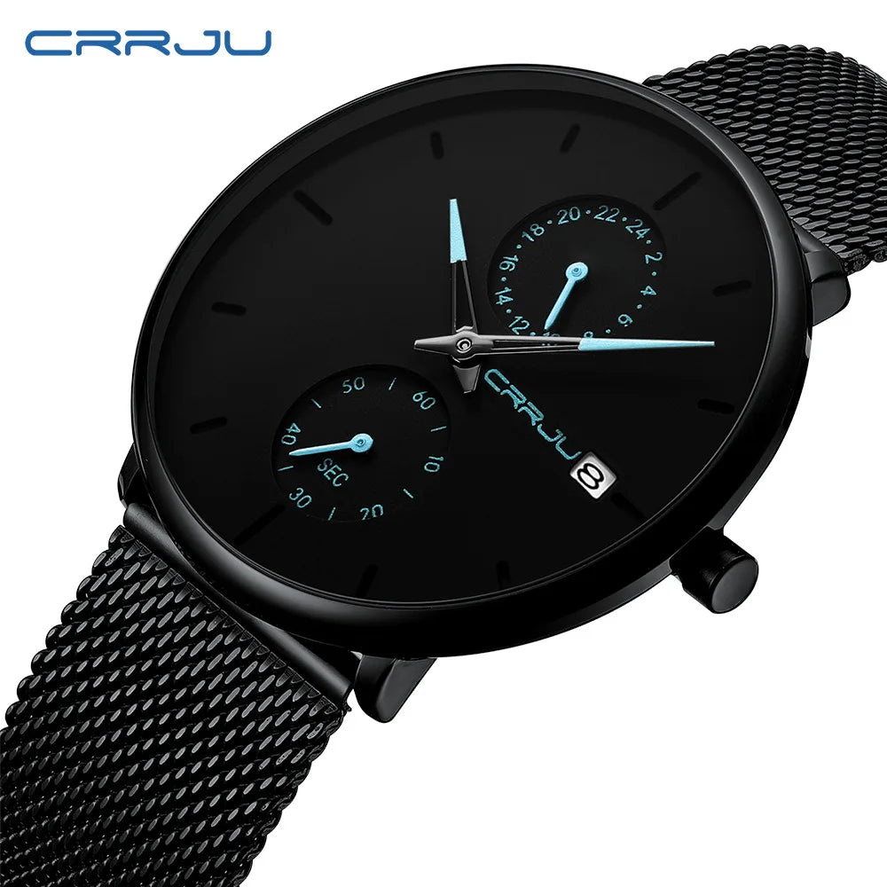 CRRJU Men's Stainless Steel Mesh Watch