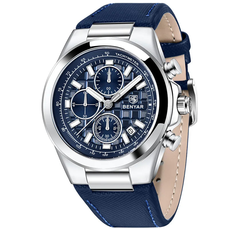 BENYAR 2024 New 5206 Men's Watches Top Luxury Watch for Men Quartz Wristwatches Chronograph Waterproof Sports Luminous Clock