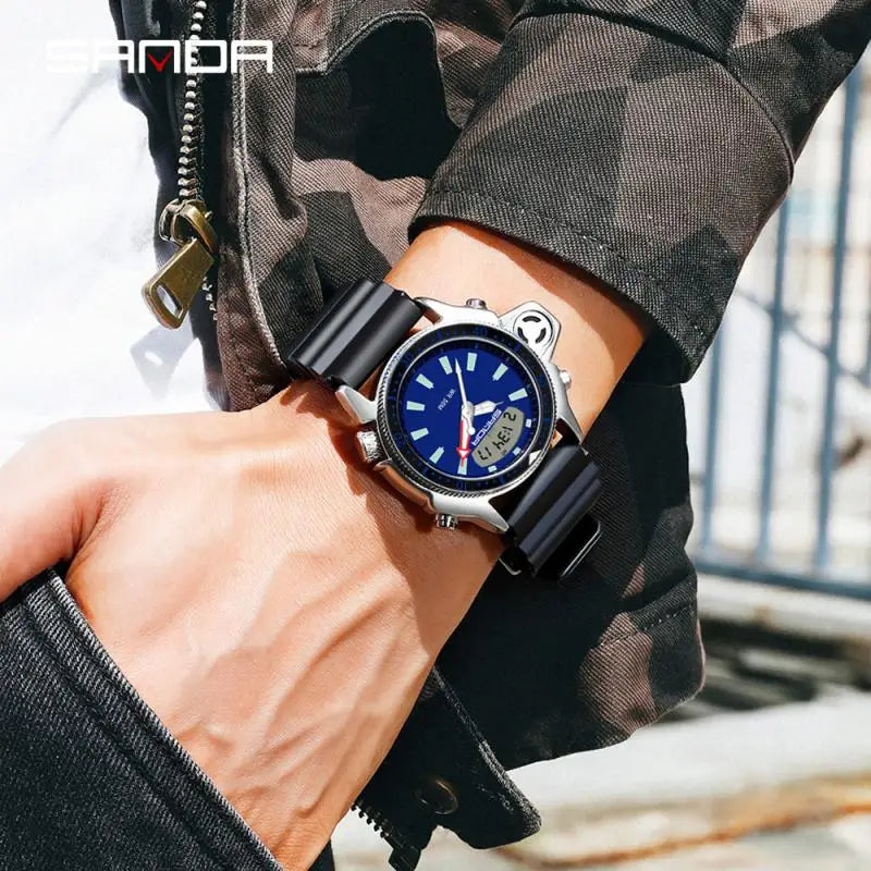 Dual Display Fashion Sports Men's Wrist Watch Casual Style Watches Men Military Quartz Wristwatch S Shock Man Relogio Masculino